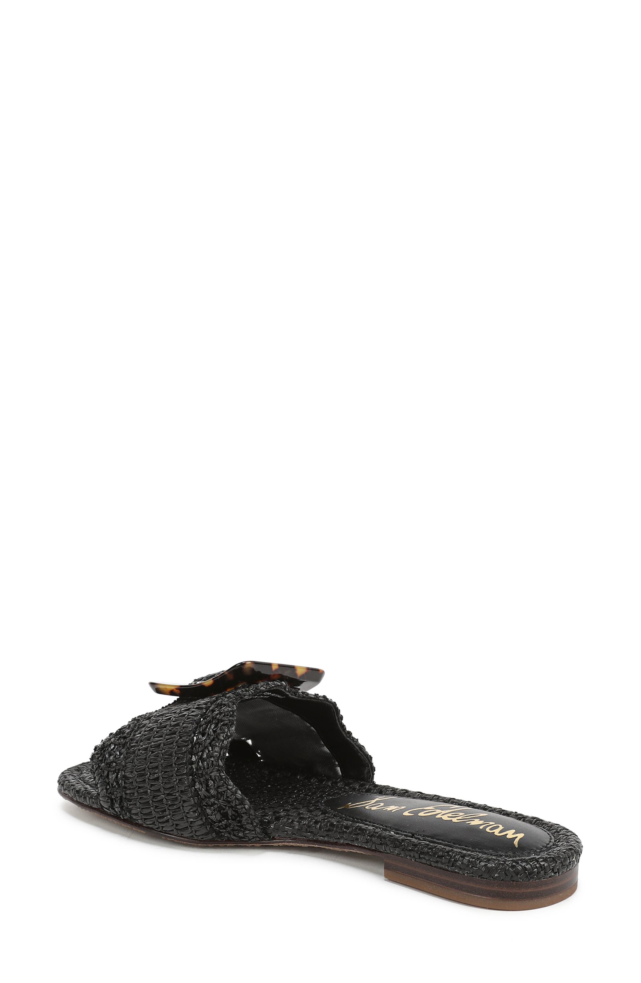 Sam Edelman Bambi Raffia Buckle Slide Sandal, Alternate, color, Black/ Brown Buckle