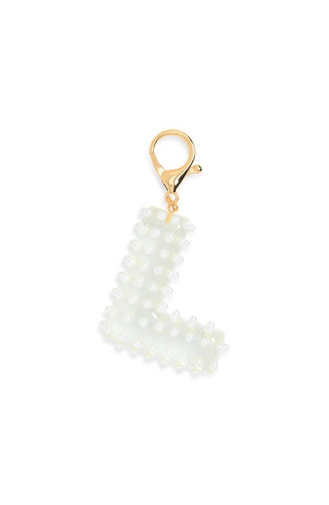 Faux Pearl Initial Bag Charm