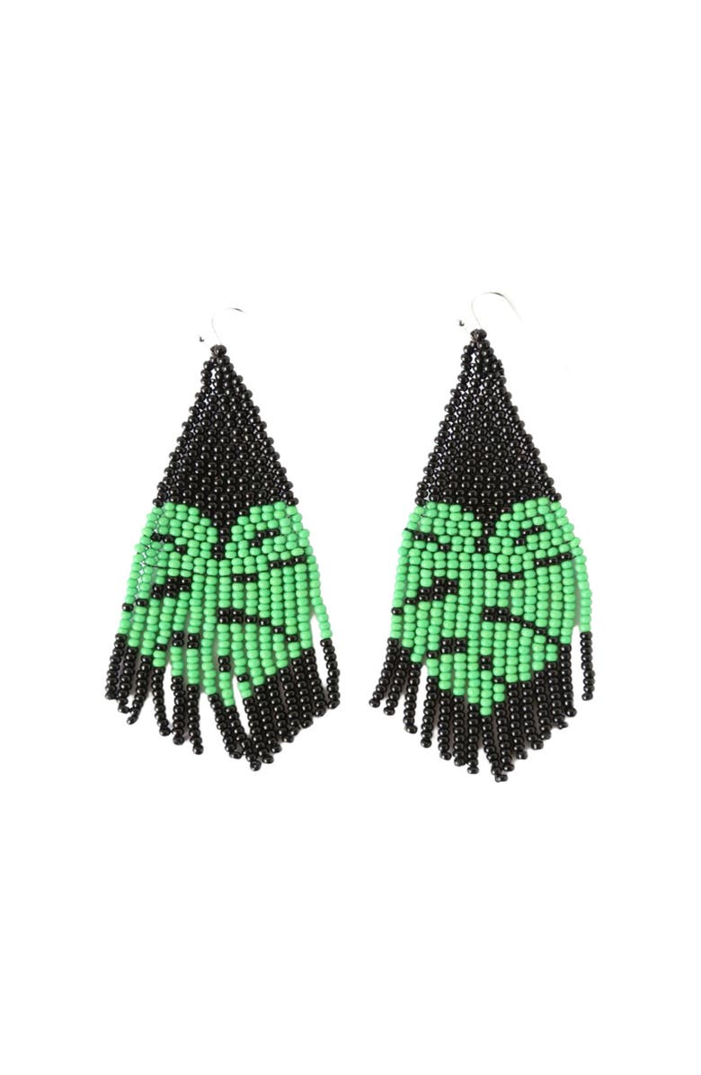 Fosterie Black Monstera Earrings, Main, color, Black