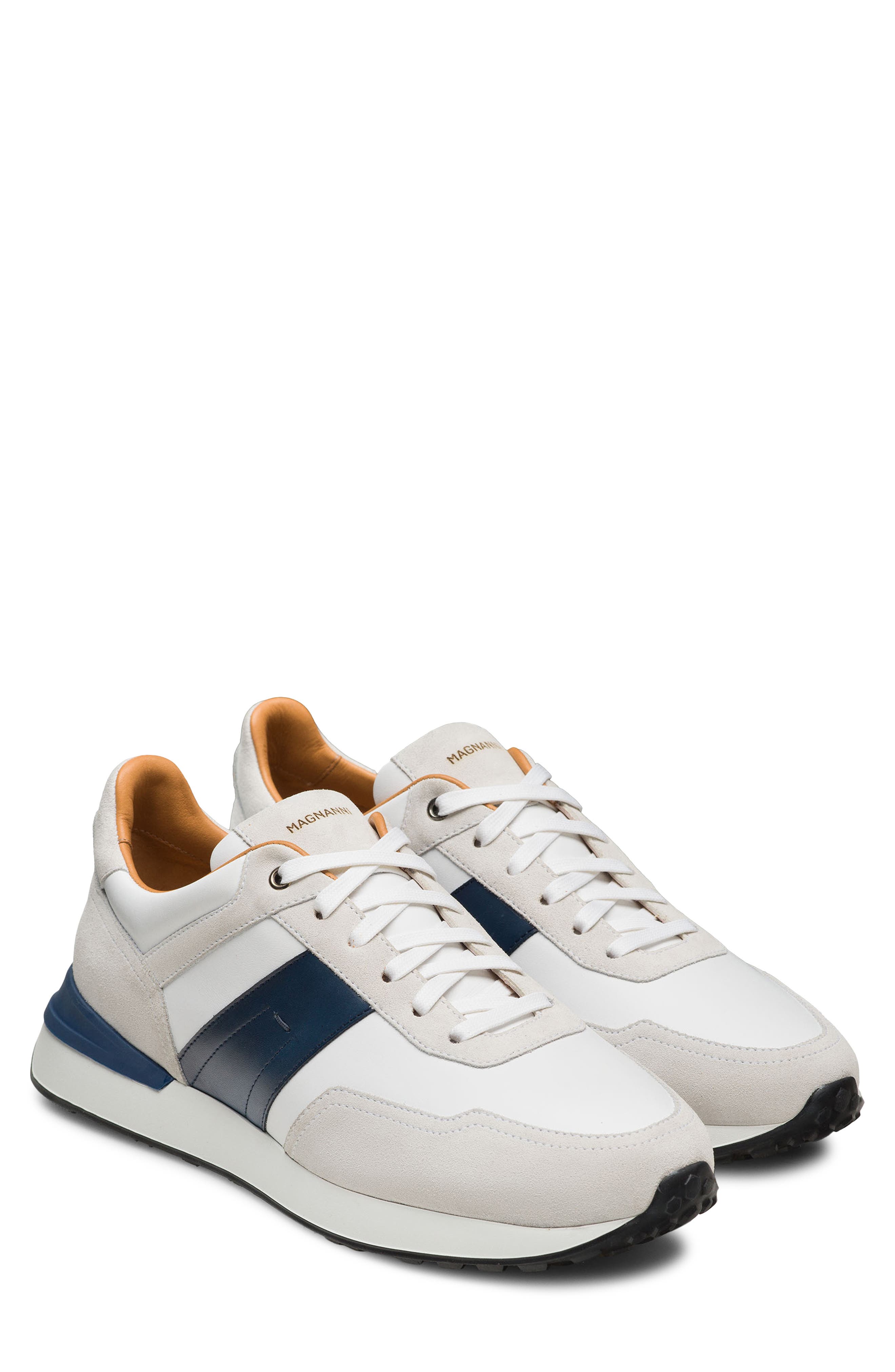 Magnanni Sentro Sneaker, Main, color, White And Navy