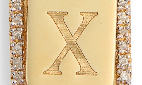 Meshmerise Diamond Initial Dog Tag Pendant Necklace In Yellow-x