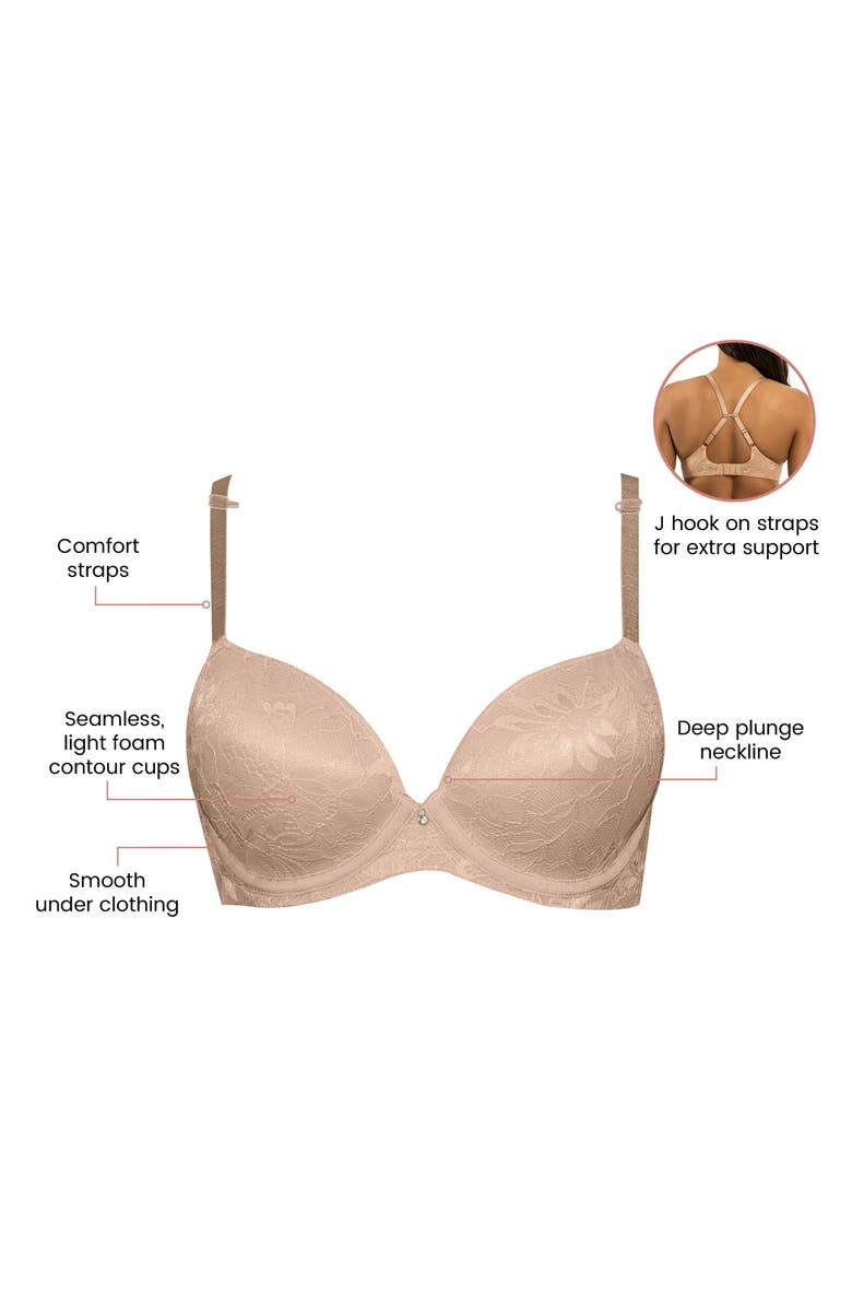 Parfait Luxlacy Lace T-Shirt Bra, Alternate, color, True Nude