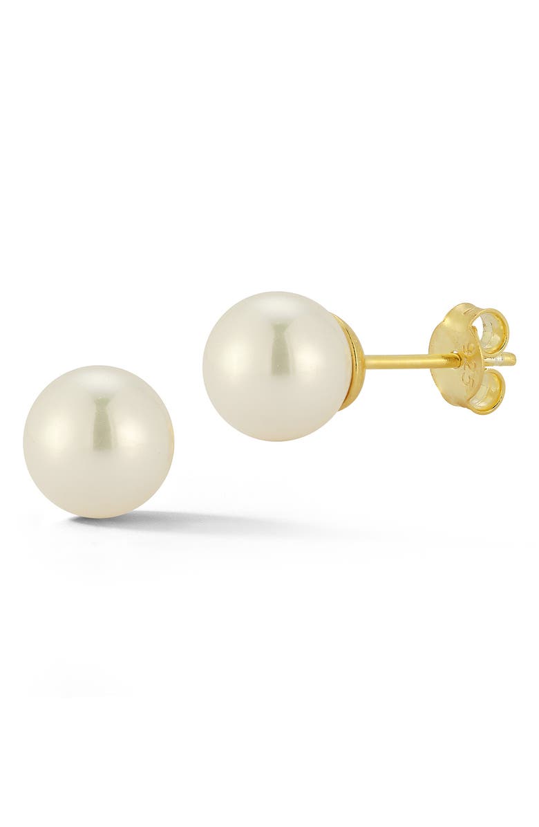 GLAZE JEWELRY 7.5-8mm Cultured Pearl Stud Earrings, Main, color, Gold