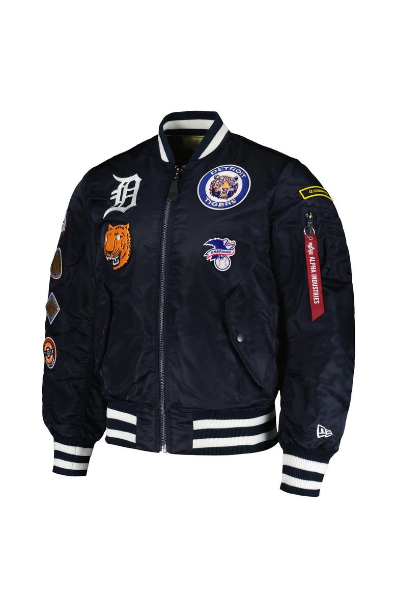 New Era x Alpha Industries Men's New Era x Alpha Industries Navy/Camo Detroit Tigers Reversible Full-Zip Bomber Jacket, Alternate, color,