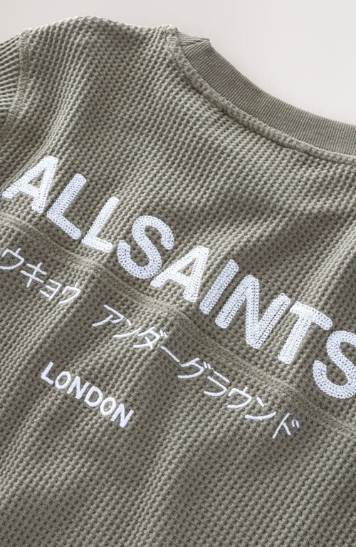 Smallsaints By Allsaints Kids' Underground Embroidered Waffle Crewneck Sweatshirt In Gray