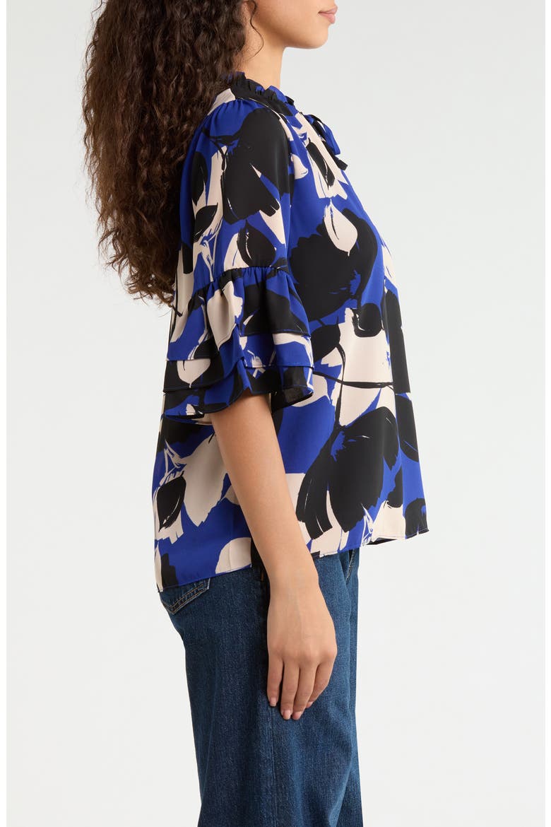 Anthem Floral Break Room Split Neck Top, Alternate, color, BLUE-BLACK
