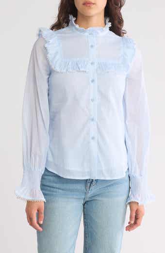 BY DESIGN Remi Ruffle Yoke Long Sleeve Button-Up Shirt