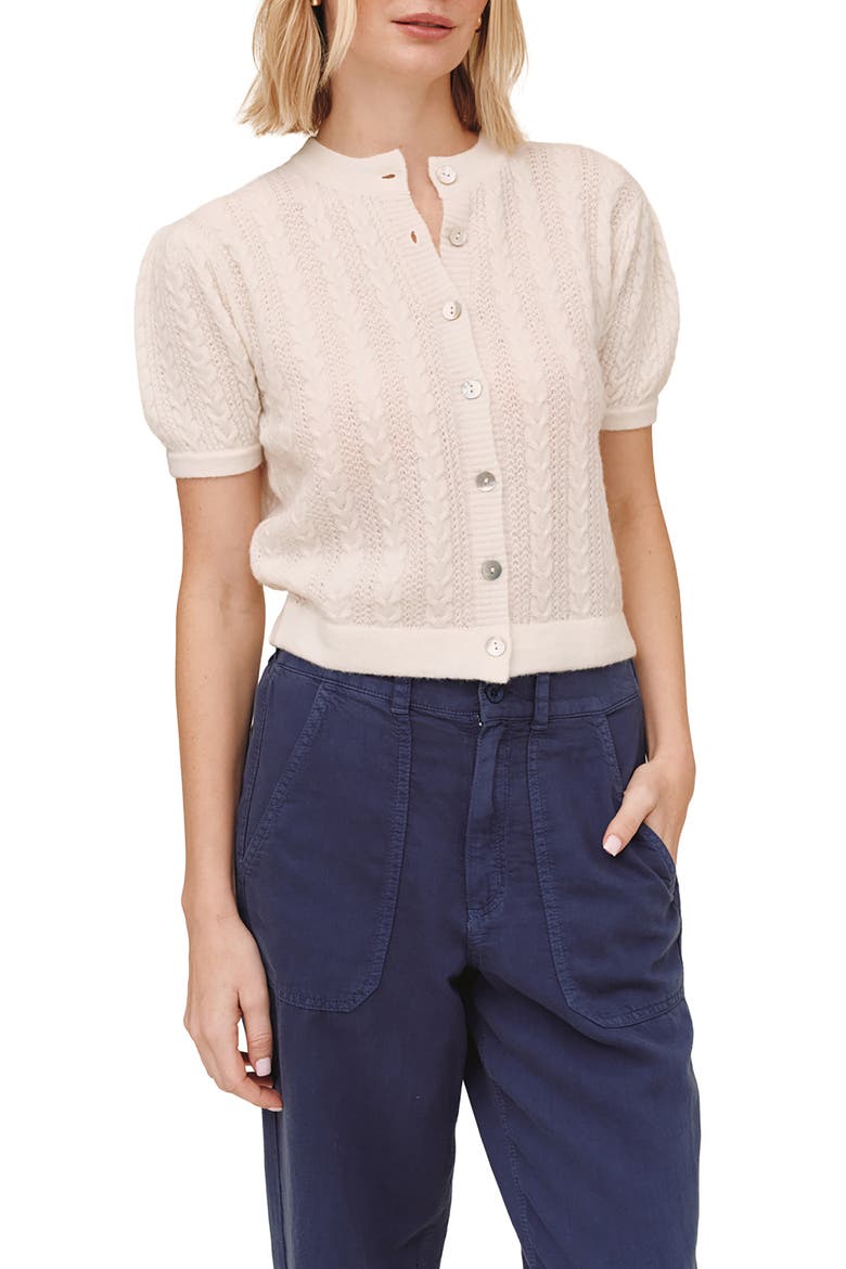 Short Sleeve Cardigan, Main, color, IVORY
