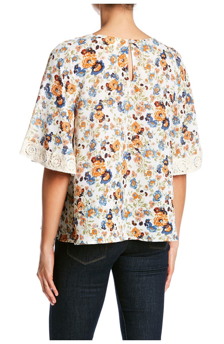 Everleigh Crochet Trim Floral Print Blouse, Alternate, color, 