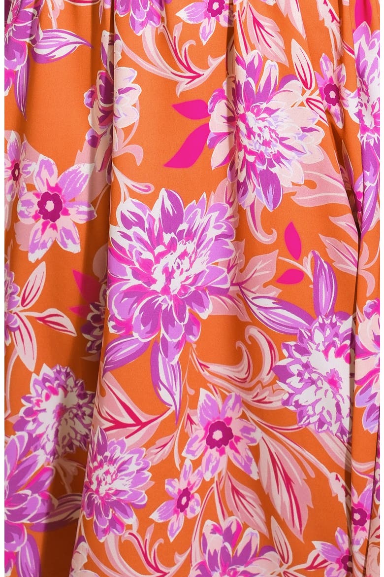 Floral A-Line Midi Dress, Alternate, color, RUST
