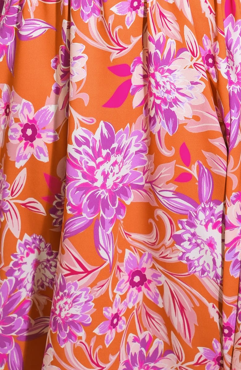 FLYING TOMATO Floral A-Line Midi Dress, Alternate, color, Rust