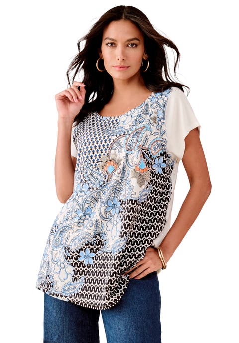 Printed Cap Sleeve Top (plus)