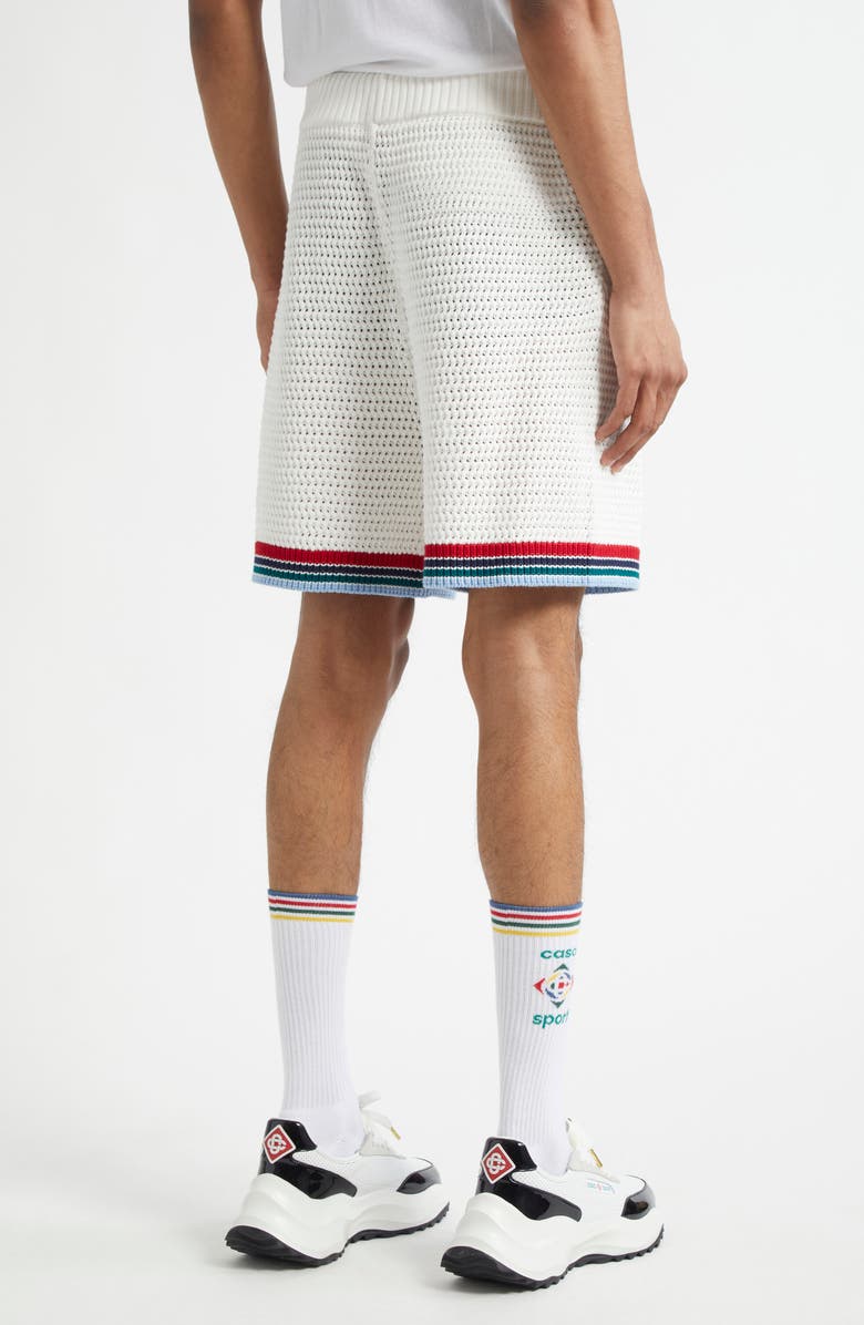 Casablanca Sporty Faux Crochet Cotton Shorts, Alternate, color, 