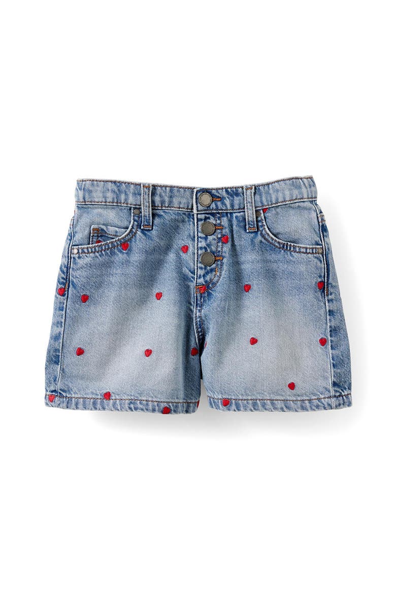 Kid's Snap Front Denim Short, Main, color, Airlie Blue Hearts