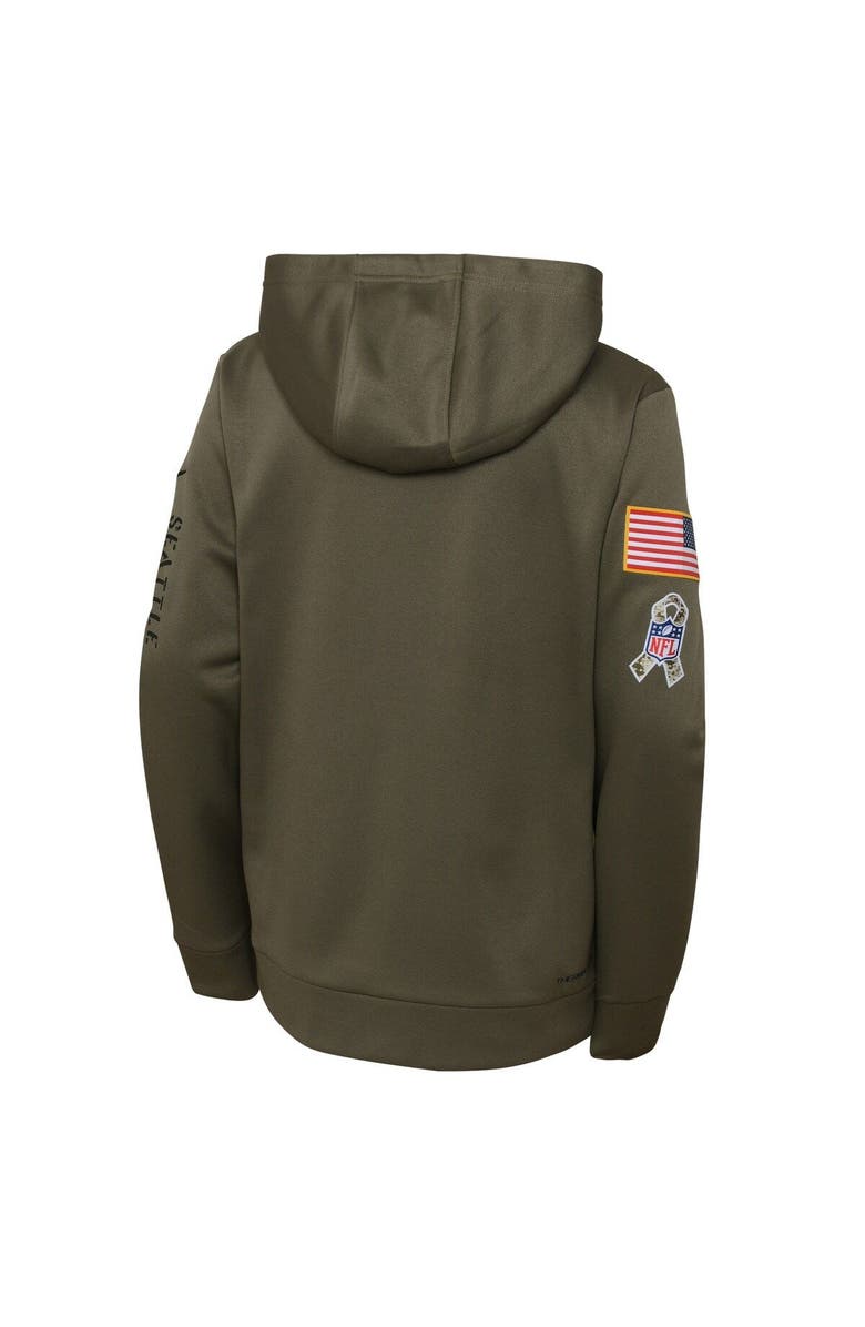 Nike Youth Nike Olive Seattle Seahawks 2022 Salute To Service Performance Pullover Hoodie, Alternate, color, 