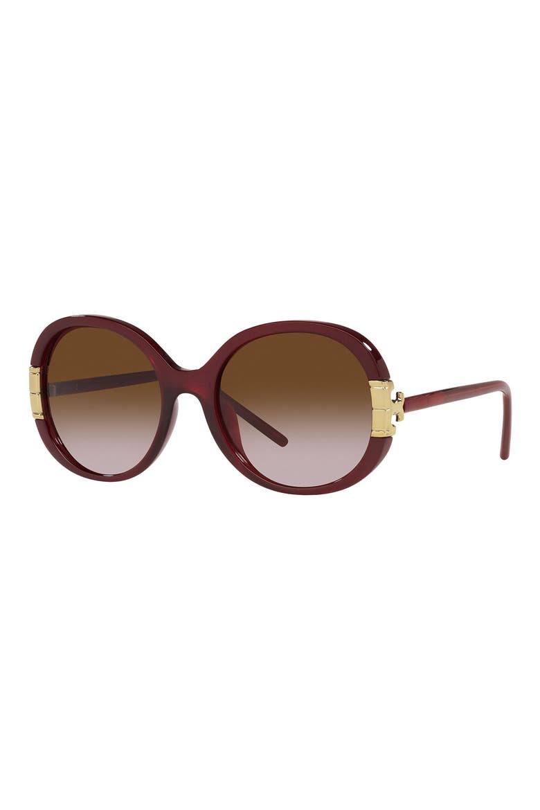 Serif-T 57mm Oval Sunglasses, Alternate, color, BORDEAUX/ DARK BROWN GRADIENT