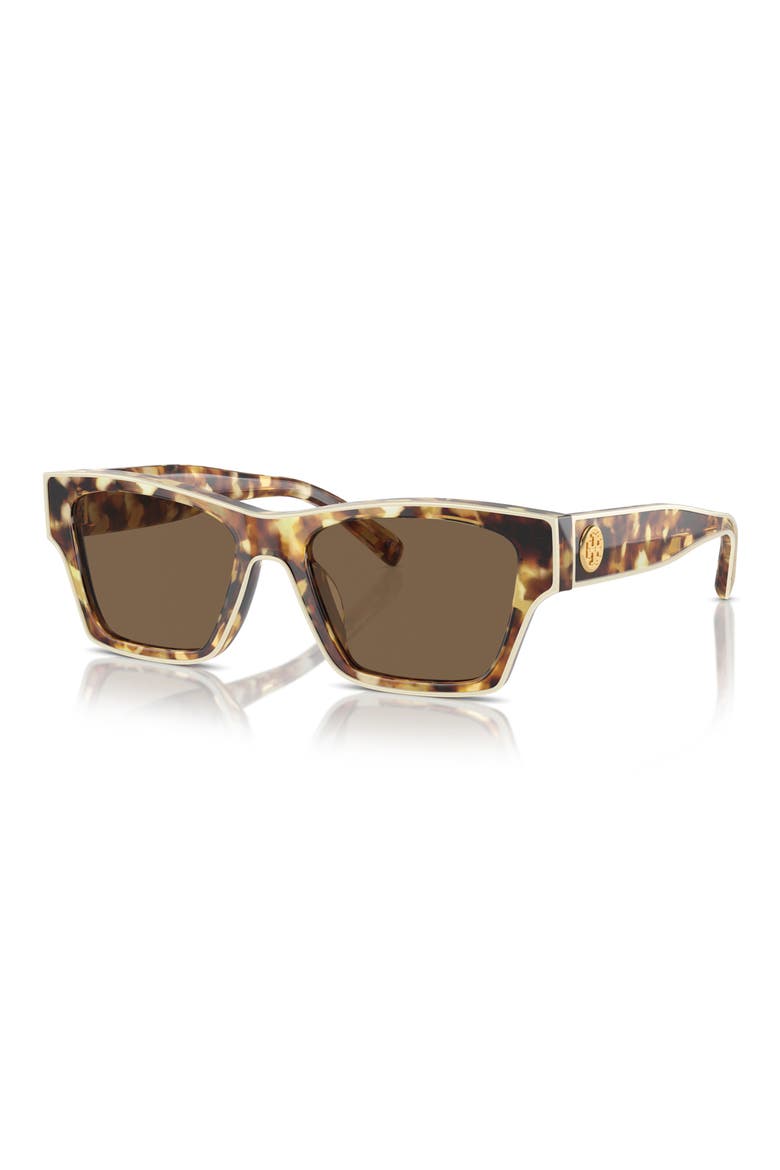 53mm Rectangular Sunglasses, Alternate, color, DARK BROWN