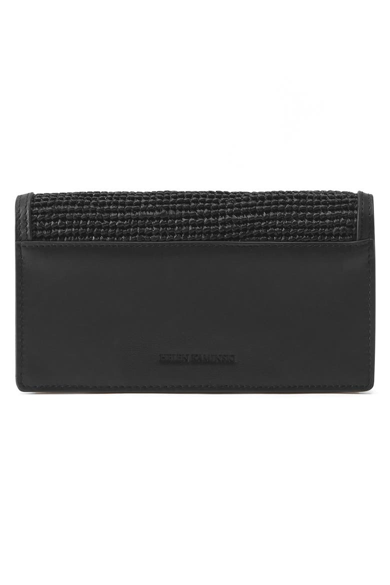 Adelia Raffia Trim Leather Wallet, Alternate, color, BLACK/ CHARCOAL