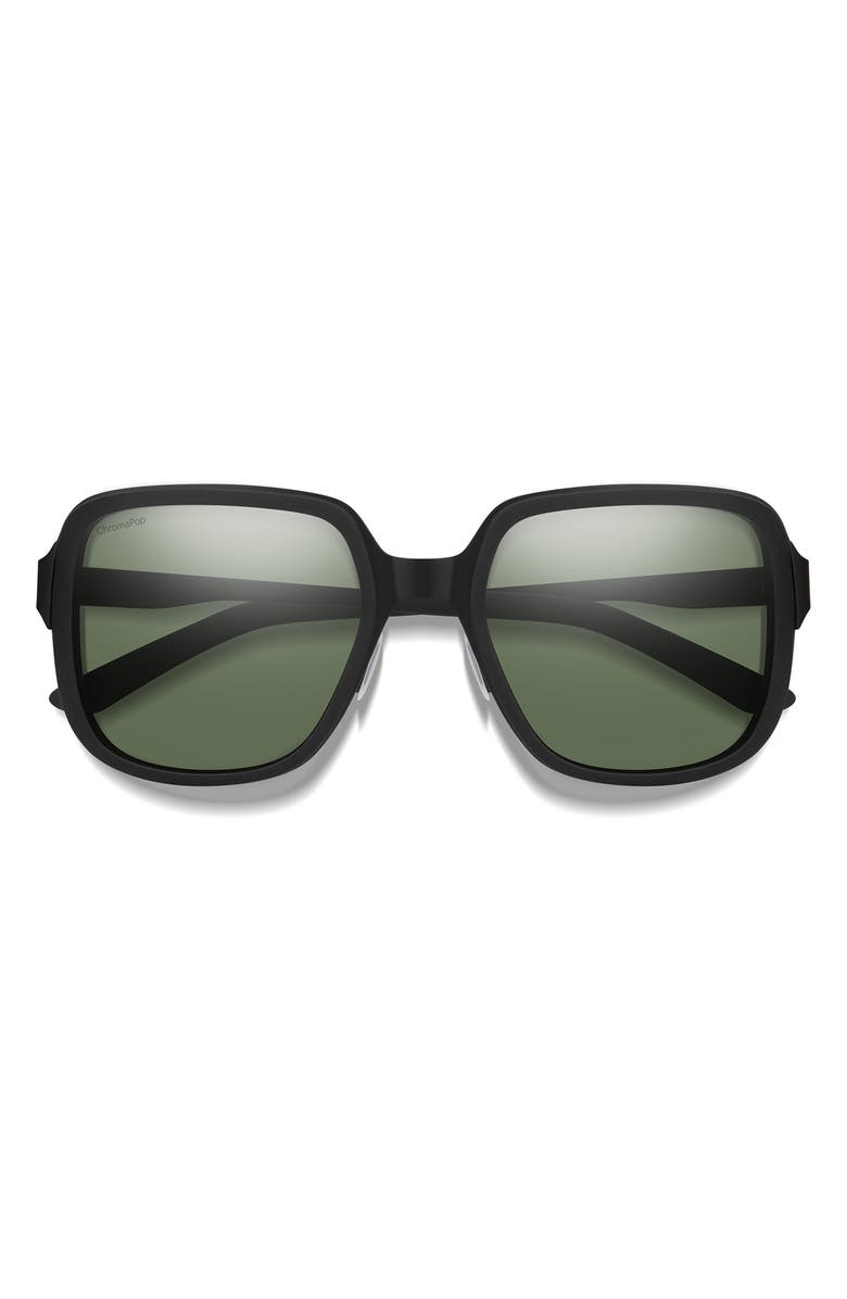 Smith Aveline 55mm ChromaPop<sup>™</sup> Polarized Square Sunglasses, Main, color, Matte Black / Gray Green