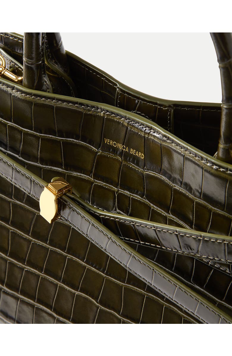 Veronica Beard Dash Croc Embossed Leather Top Handle Bag, Alternate, color,