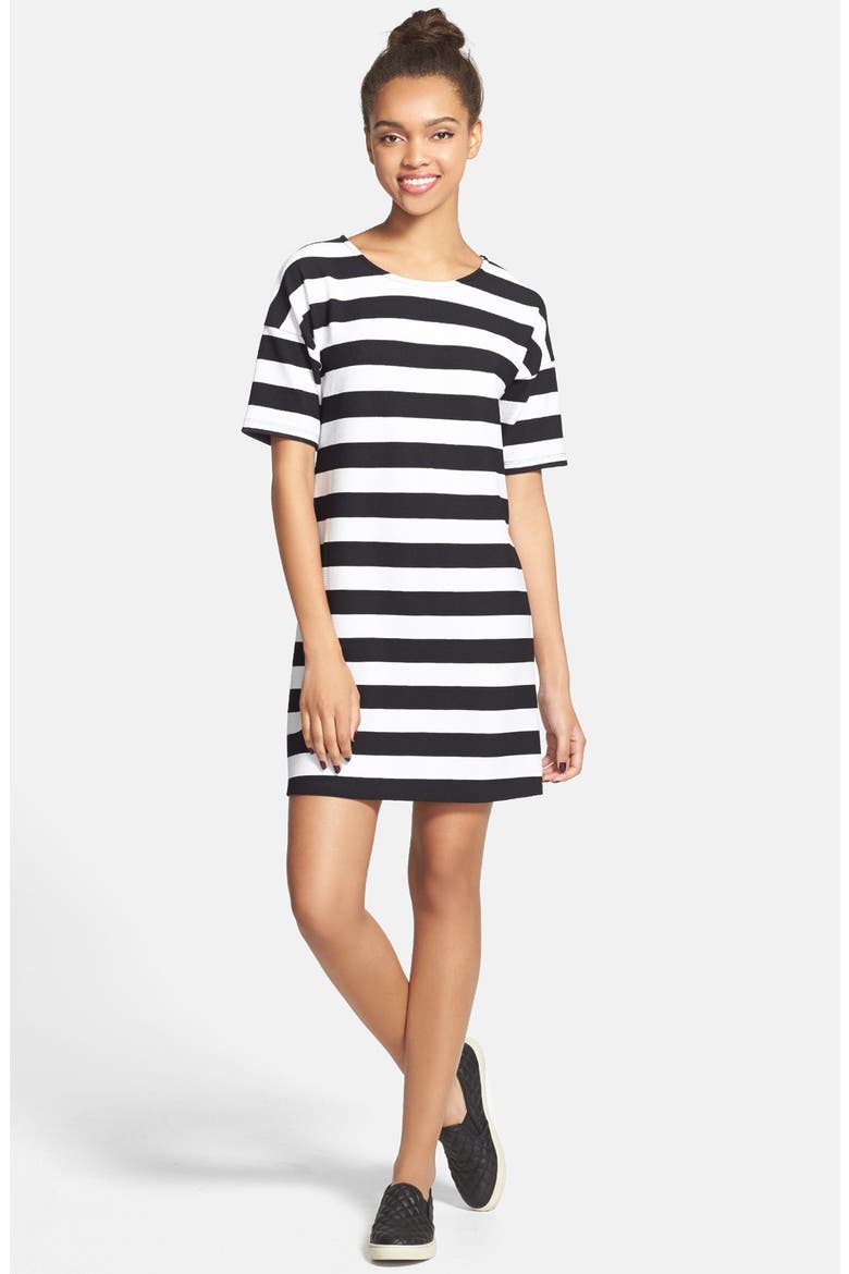 Stripe Shift Dress, Alternate, color, BLACK/ WHITE STRIPE