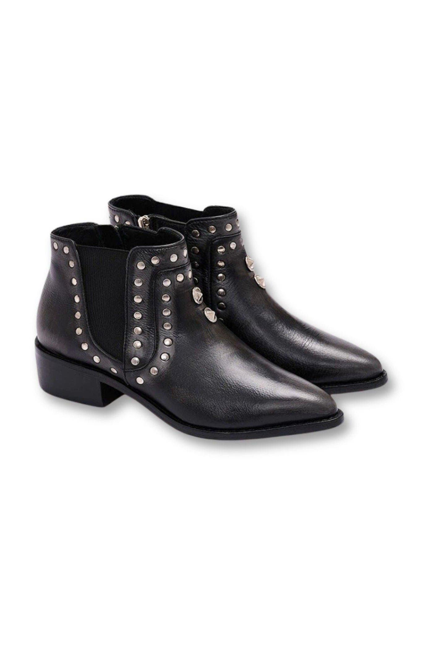Take It or Leave It Studded Leather Chelsea Boot, Main, color, Black