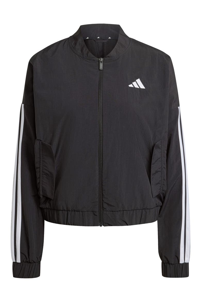 3-Stripes Woven Bomber Jacket, Alternate, color, BLACK/ WHITE