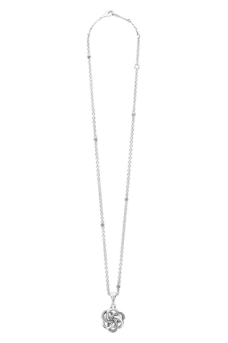 Love Knot Stud Earrings & Pendant Necklace Set, Alternate, color, SILVER