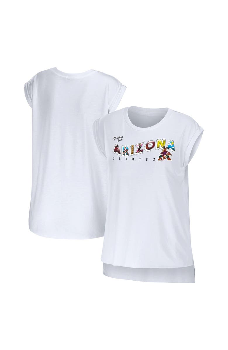 WEAR by Erin Andrews Women's WEAR by Erin Andrews White Arizona Coyotes Greetings From Muscle T-Shirt, Main, color, White