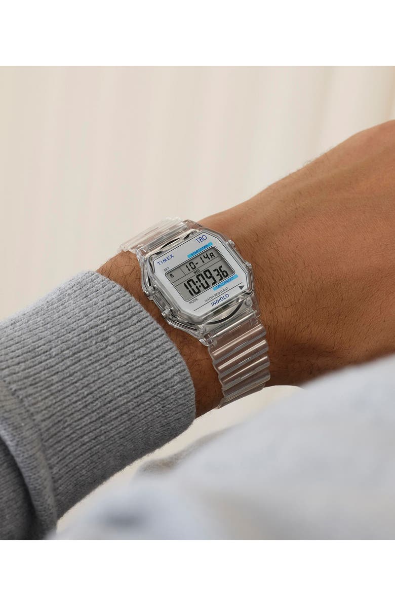 Timex<sup>®</sup> Timex T80 34mm Resin Strap Watch, Alternate, color, Grey