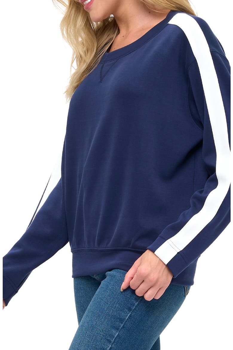 Stripe Scuba Knit Sweater, Alternate, color, NAVY