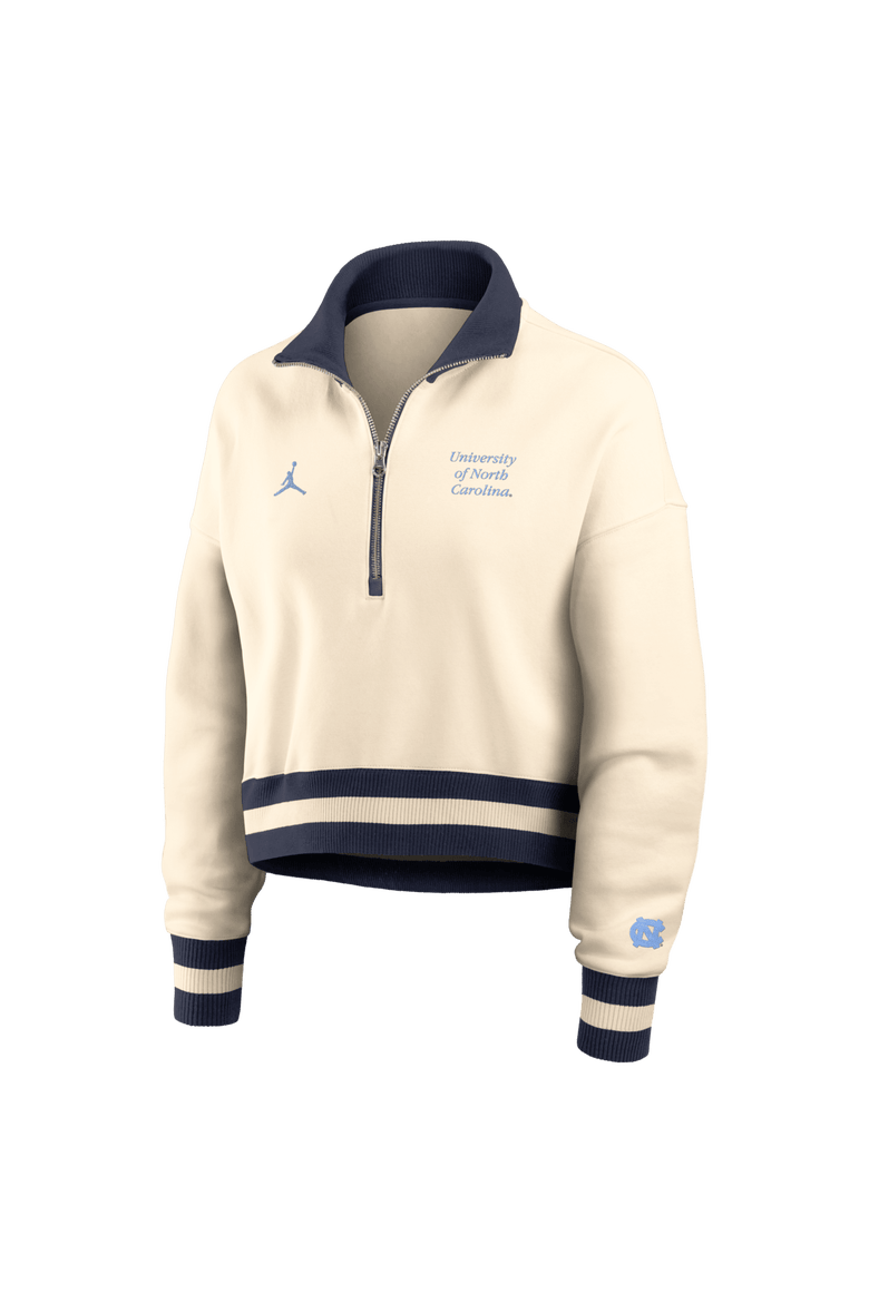 Women's Jordan Brand Tan North Carolina Tar Heels Legacy Half-Zip Sweatshirt, Alternate, color, Tan
