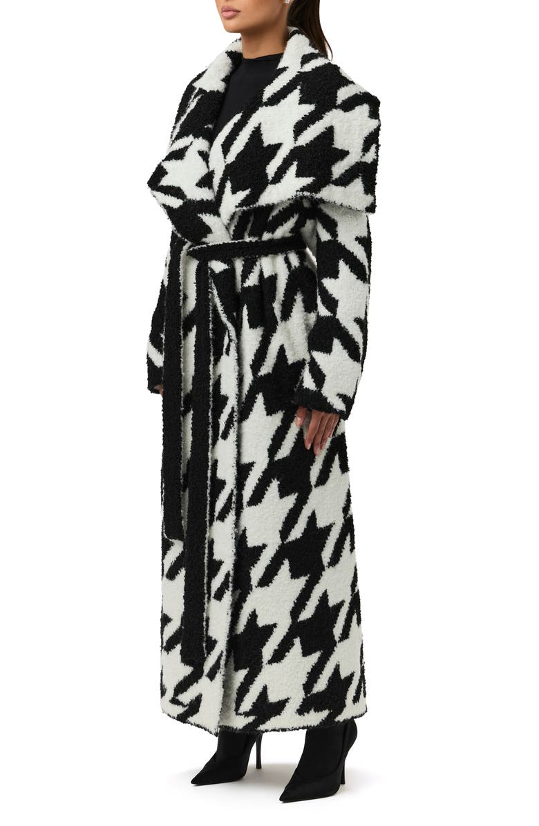 Naked Wardrobe Houndstooth Oversize Bouclé Coat, Alternate, color, Black / White