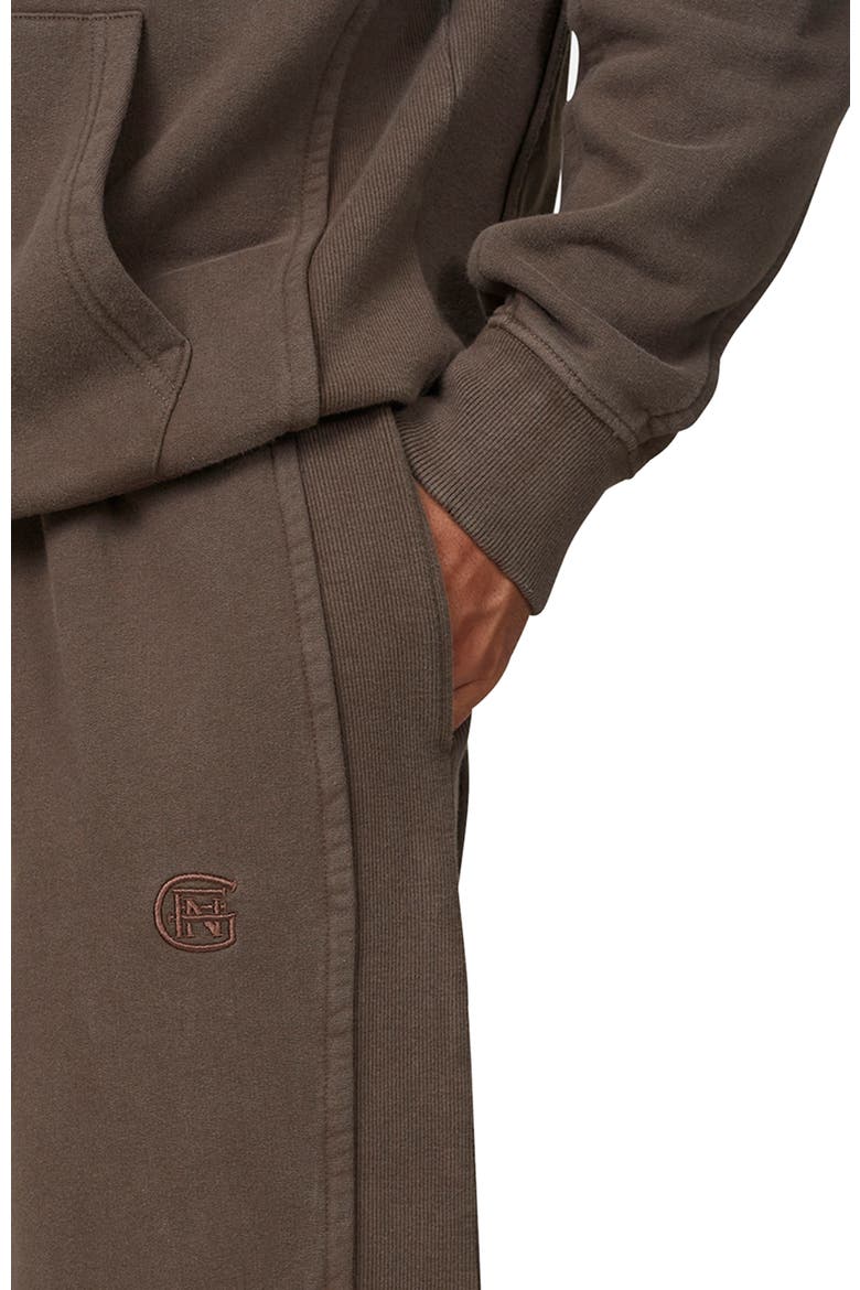 Ribbed Emblem Split Hem Baggy Jogger, Alternate, color, Brown
