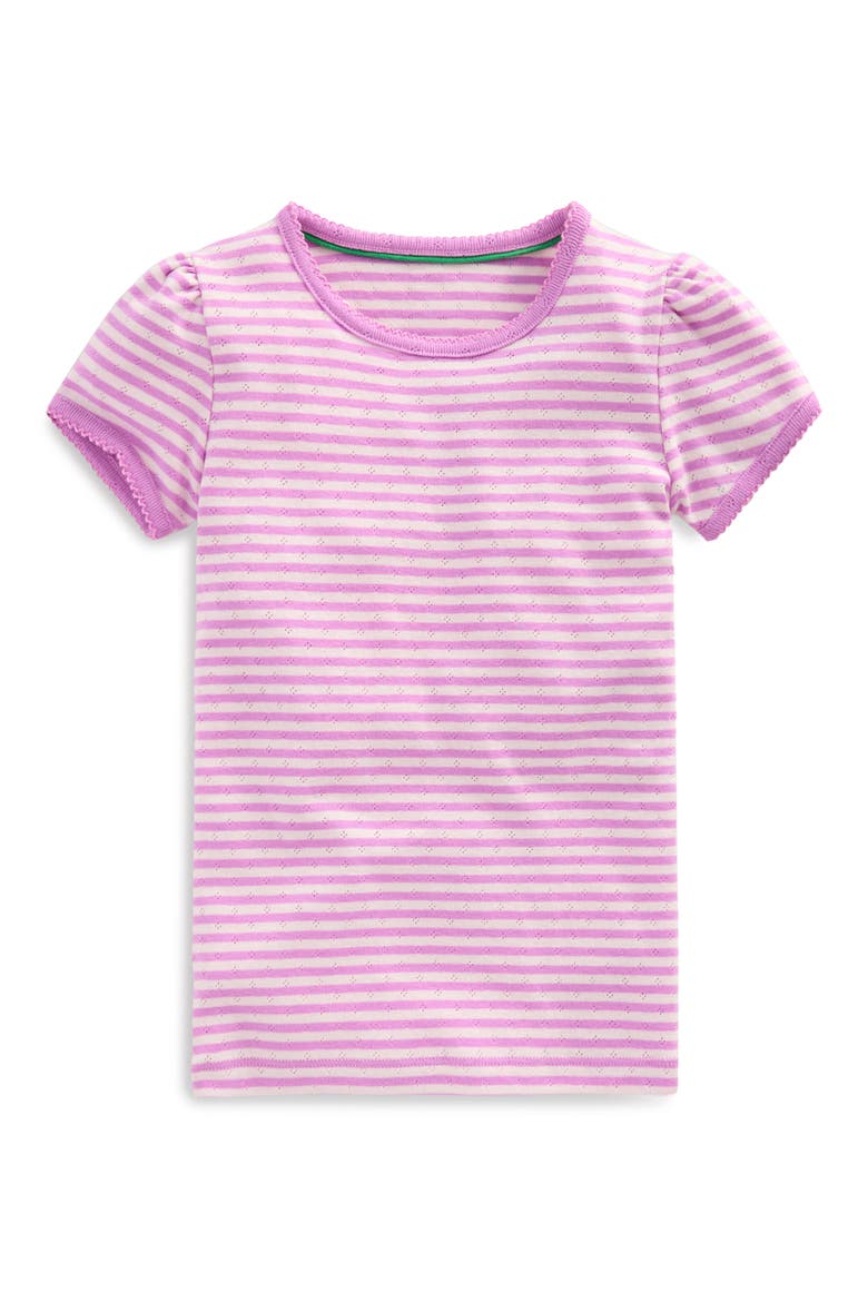 Kids' Pointelle Striped T-Shirt, Main, color, LILAC PURPLE/ IVORY