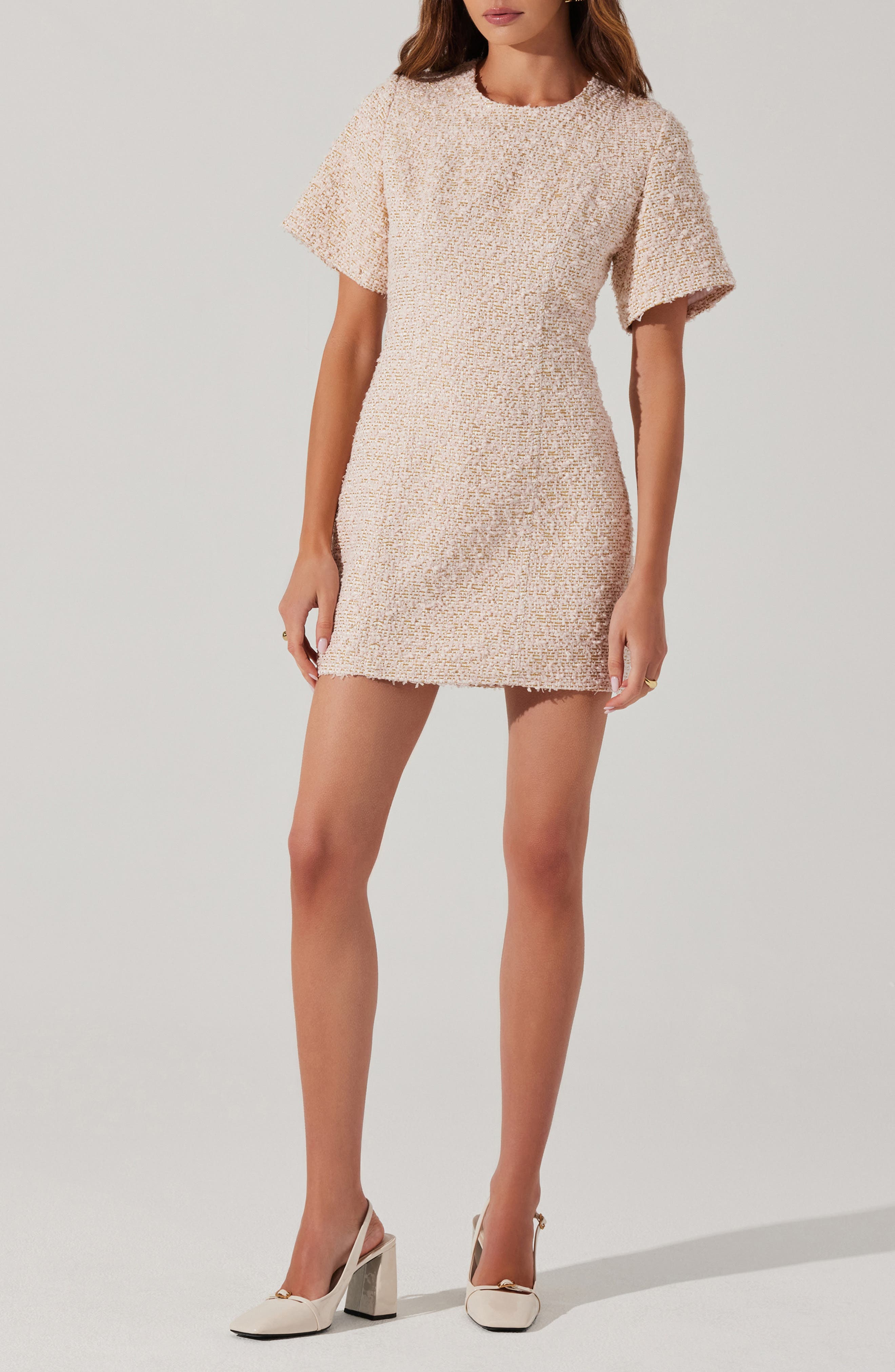 Portilla Short Sleeve Tweed Minidress