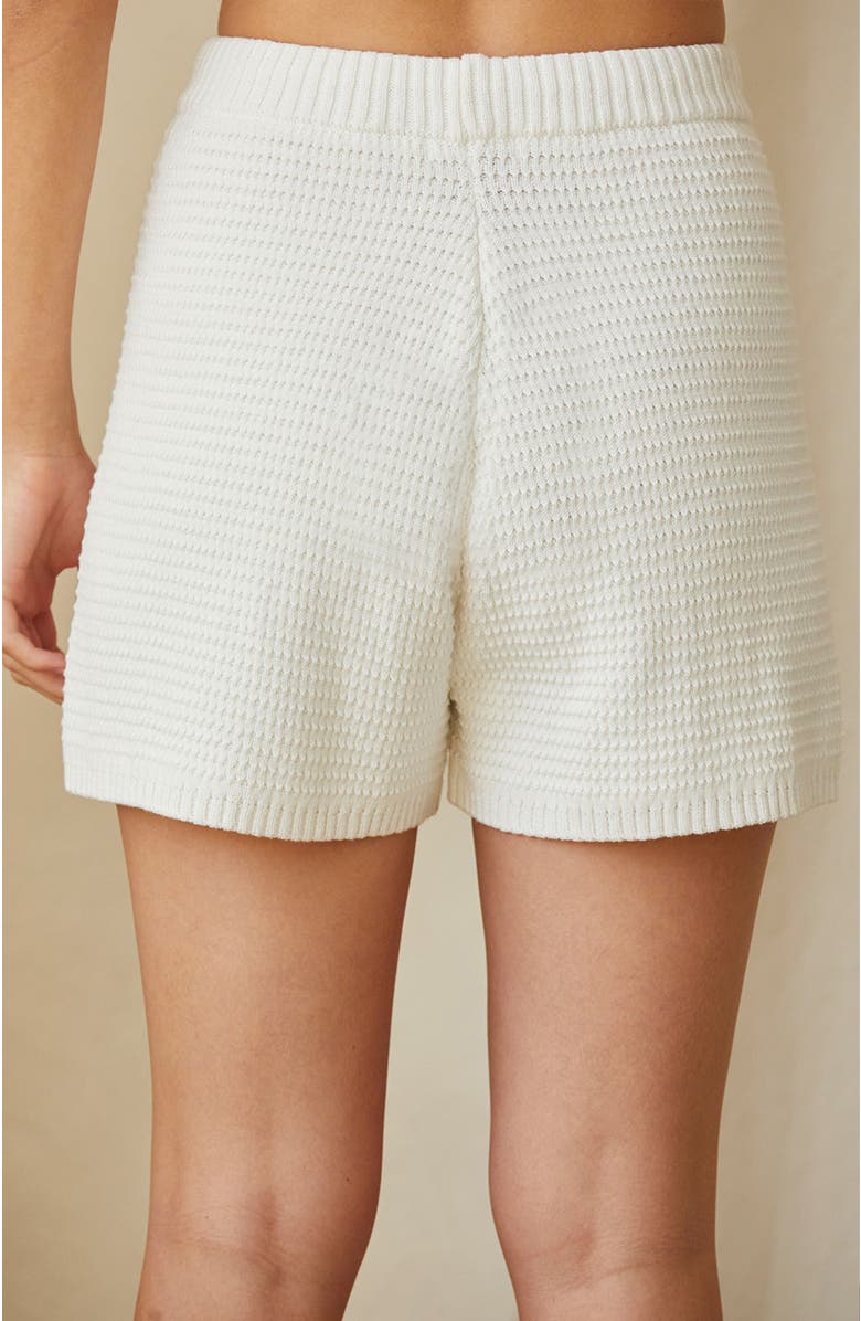 CRESCENT Drawstring Waffle Shorts, Alternate, color, White