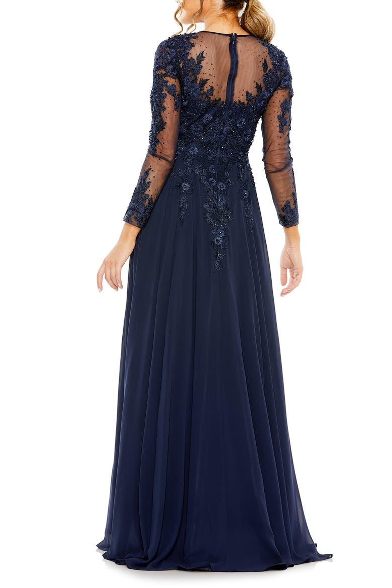 Hand-Embellished Lace Gown with Jeweled Embroidery, Alternate, color, MIDNIGHT