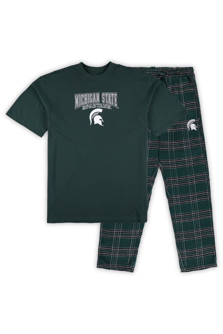 Men's Profile Green Michigan State Spartans Big & Tall 2-Pack T-Shirt & Flannel Pants Set, Alternate, color, Green
