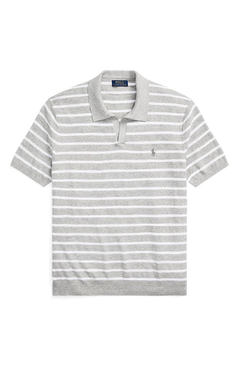 Polo Ralph Lauren Stripe Johnny Collar Cotton & Linen Polo Sweater, Alternate, color,