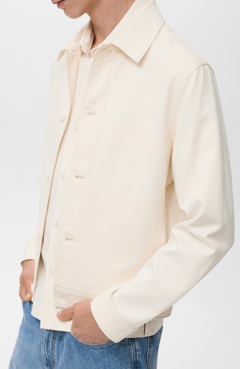 MANGO Straight Cotton Blend Jacket, Alternate, color, Ecru