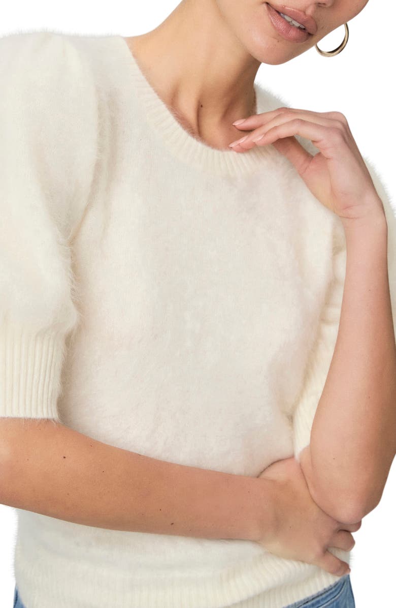 PAIGE Gladiolus Short Sleeve Cashmere Sweater, Alternate, color, Ivory