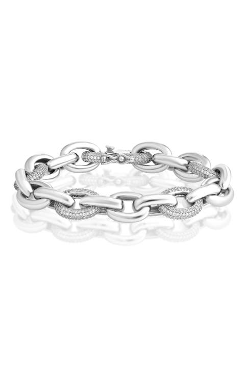 Cubic Zirconia Pav9 Oval Link Bracelet