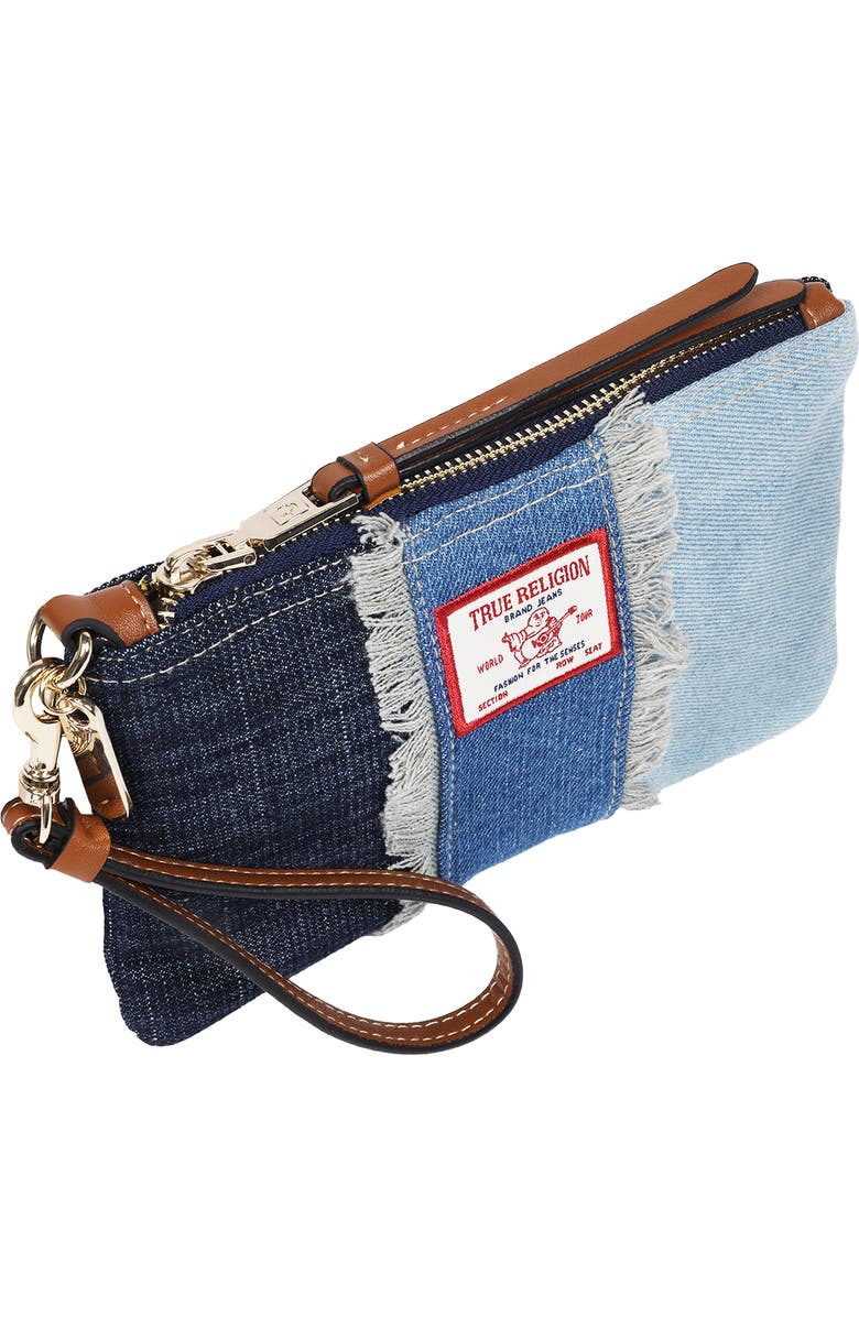 True Religion Frayed Panel Denim Pouch, Alternate, color, Denim/ Blue