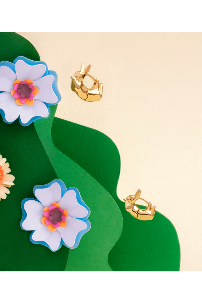 Rabbit Earrings, Alternate, color, Gold