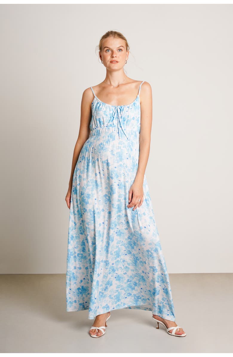 Nom Maternity Capri Maternity & Nursing Maxi Dress, Main, color, Blue Floral