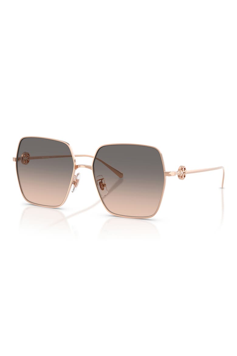 58mm Gradient Square Sunglasses, Alternate, color, ROSE GOLD / BROWN / GREY