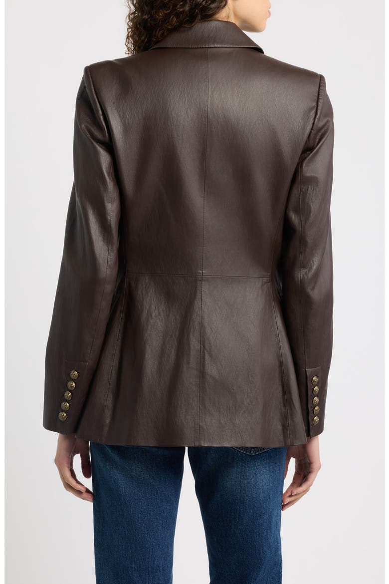 Alyson Faux Leather Double Breasted Blazer, Alternate, color, DARK BROWN