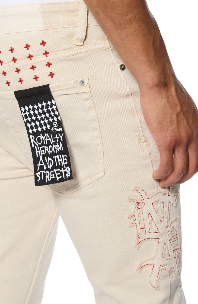 Ksubi Van Winkle Ecru Playoff Skinny Jeans, Alternate, color, 