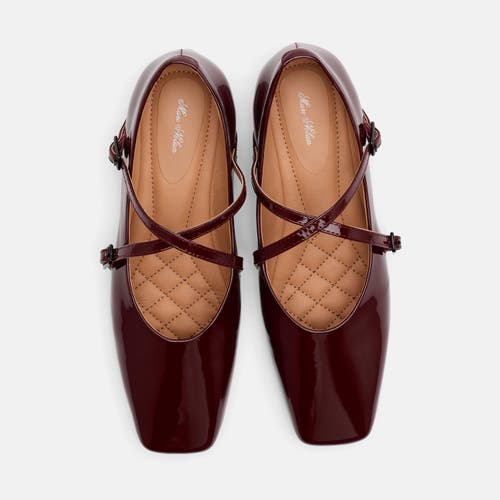 Marc Nolan Billie Patent Leather Mary Jane Flats In Burgundy